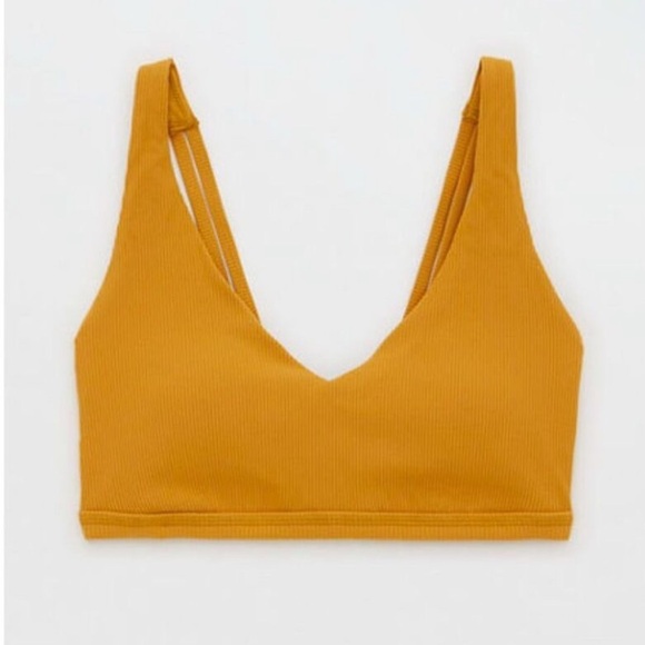 OFFLINE By Aerie Ribbed Sports Bra yellow golden mustard - Picture 1 of 5